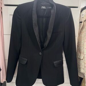 Zara Black Jacket with Satin Details